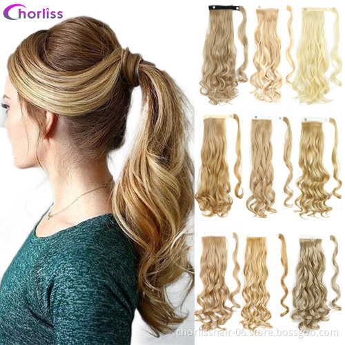 Wholesale Hot Sale Chorliss Natural Indian Virgin Cheveux Afro Curly Hair Ponytail For Black Women Synthetic Ponytail Extensions